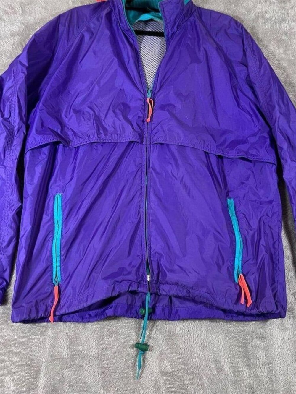 Vintage Woolrich Purple Teal Colorblock Windbreaker Jacket 90s